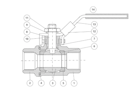 two-piece threaded ball valve drawning two-piece threaded ball valve drawning