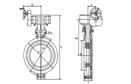 Electric Wafer Butterfly Valve Drawning Electric Wafer Butterfly Valve Drawning
